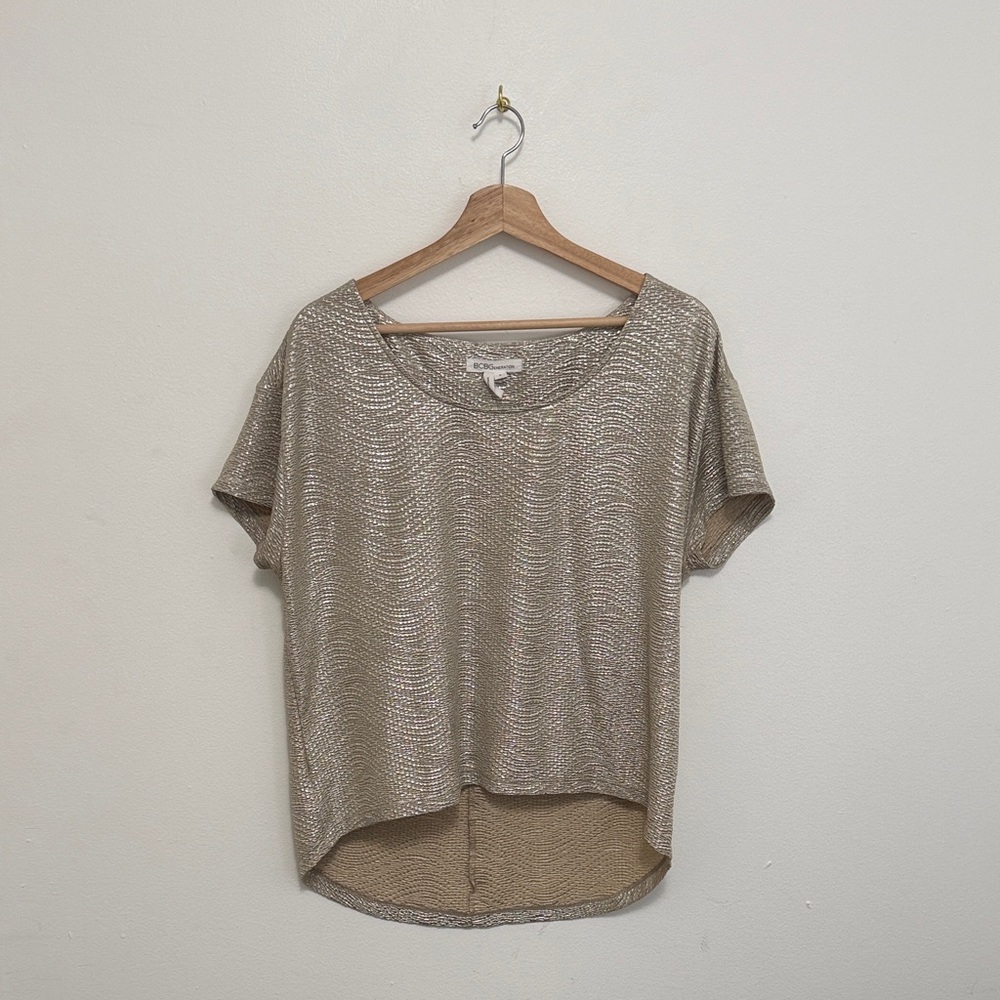 BCBGeneration Gold Metallic Cut Out Top